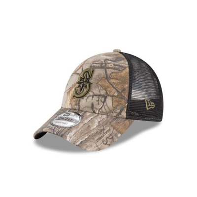 Seattle Mariners Gorra | New Era MLB Realtree Trucker 9forty Adjustable Cap Mexico - Marrom